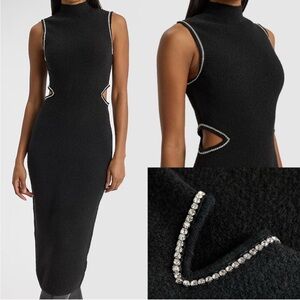 Express Black Ribbed Cut Out Midi Dress